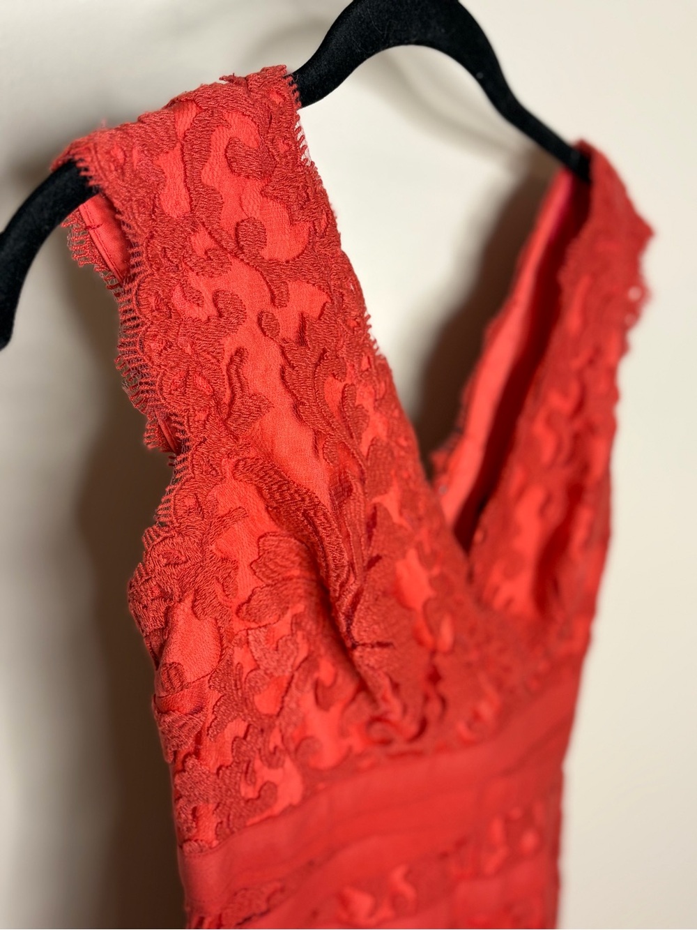 Tadashi Shoji Vibrant Coral Lace Dress #1148